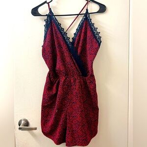 Red and blue romper